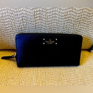 Brand new black with gold hardware- Kate Spade Morgan ziparound cont. wallet